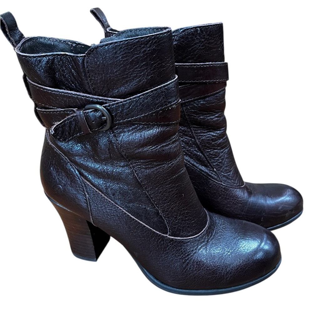 Born Chyler Brown Leather Heeled Boots-7 - Picture 7 of 12